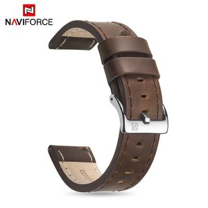 Bracelet en cuir véritable NAVIFORCE bracelet de montre 20mm bracelets de montre imperméables confortables avec boucle de remplacement ceinture accessoires de montre 240221