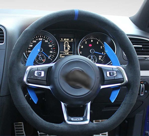 Housse de volant de voiture en cuir véritable suédé, couture à la main, pour Volkswagen Golf 7 GTI Golf R MK7 VW Polo GTI Scirocco 2015 2016