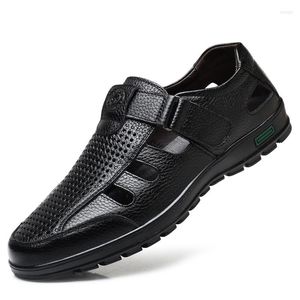 Chaussures d'été en cuir véritable pour hommes, sandales de haute qualité, robe d'affaires formelle, extérieur, douce et respirante, marque romaine 20797