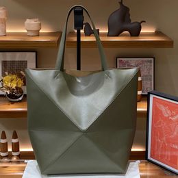 Sac fourre-tout en cuir véritable pliant Shopping sac à main pour femmes épaule grande capacité à la mode deux couches peau de vache 240102