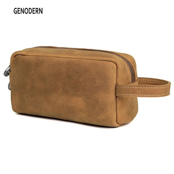 Sac cosmétique de voyage en cuir véritable pour hommes trousse de toilette de voyage Dopp Kit organisateur grande capacité Vintage sac en peau de cheval fou 231229