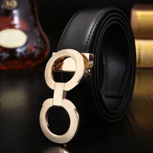 Echte lederen taille riem mannen luxe brede dubbelzijdige cintura goud zilver zwart vergulde letter metalen buckle multi -size opties riemen voor vrouwen designer riem