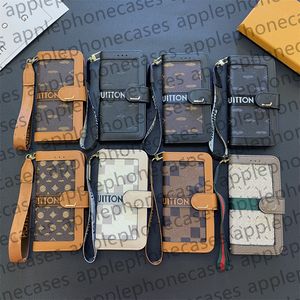 Funda de cuero genuino para teléfono con billetera, funda de diseñador para iPhone, tarjetero con tapa para iPhone 15 14 Pro Max 13 12 11 14Plus Samsung Galaxy S23 Ultra S22 Plus, funda móvil de marca