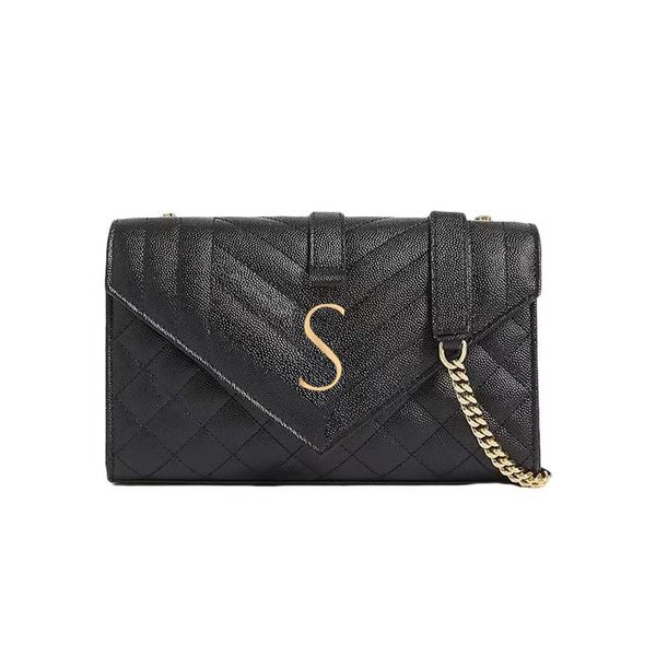 Portefeuille en cuir véritable woc enveloppe Sac crossBody Chaîne en métal luxe Designers sac Boucle mode fourre-tout sacs à main embrayage caviar femmes hommes sac à main véritable sacs à bandoulière