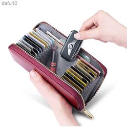 Portefeuille en cuir véritable femmes hommes portefeuille long sac à main porte-monnaie femme fermeture éclair portefeuille RFID blocage femme L230704
