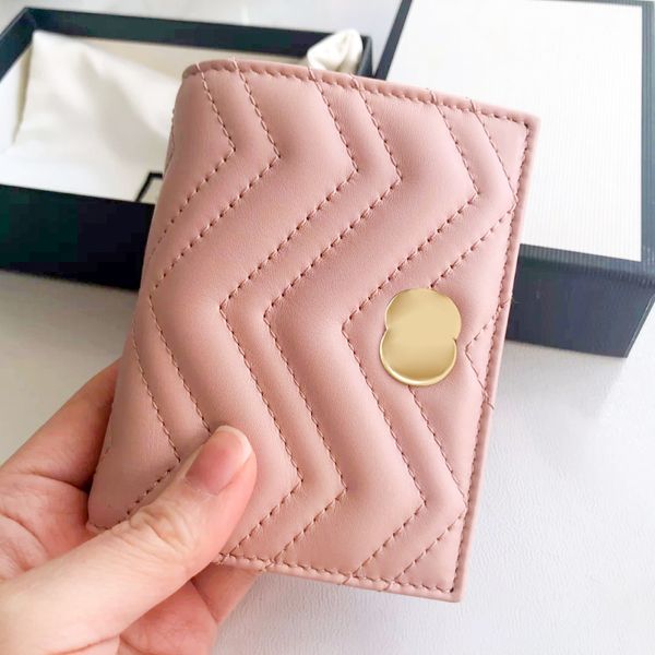 Cartera de lujo Marmont Key Wallet G Titular de la tarjeta Poke Tarjeta Monederos de cuero genuino con caja para mujer para hombre Diseñador Chica Rosa Carteras Bolsa Titulares Monedero Llavero Titular de la tarjeta