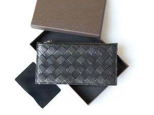 Echt lederen portemonnees Intrecciato Cassette Bi-Fold Portemonnee met Rits Creditcardhouder Portemonnee Geweven Luxe Merk Designer Lange Korte Portemonnee Heren Dames Cadeau met doos 2546