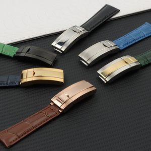 Bracelet de montre en cuir véritable, pour bracelet de montre Rx avec déploiement, 20mm, vert, marron, bleu, noir, 2500