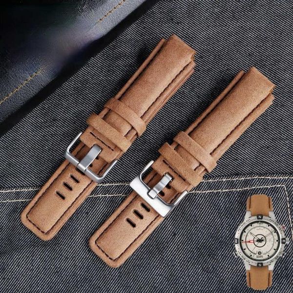 Bracelet de montre en cuir véritable pour Timex Men039s Tide Compass T2n721 T2n720 Bracelet Bracelet de montre 2416mm H091538506632965