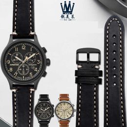 Lederen horlogeband voor TIMX TW4B09100 / 9200 / T49963 Serie Polsband Heren Zwart Bruin Armband 20mm 21mm H0915