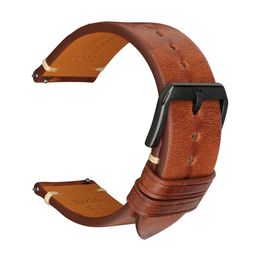 Calcoli d'oro di cuoio autentici Donne 18mm 20mm 22mm Cowhide Watchband per la fascia Quick Release con fibbia Butterfly 240106