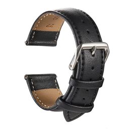 Bandons de montre en cuir authentiques Calfskin Remplacez les bracelets de montre de bracelet 18 mm 20 mm 22 mm accessoires de montre Men de montre Femmes Soft WatchBand 240417