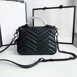 Bolso de cuero genuino Womag Bolso Tote Diseñador Bolsos de hombro Totes Bolso de mujer moda de lujo cadena negra de alta calidad 21x15.5x8cm