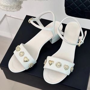 Véritable cuir femmes sandales à talons hauts ouvert peep toe modèle de haute qualité été nouvelle arrivée strass décor cheville boucle sangle femmes sandales de créateur