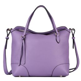 Bolsos de cuero genuino para mujer de cuero bolso de carcasa de color púrpura.