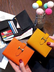 GENUINE LEATHER Women's Men Rfid Small Ultra-thin Short and Long Design Wallet Purses Genuine Leather Wallets(no ) AA220228