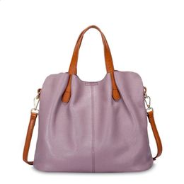 Bolsos de cuero genuino para mujer, bolsos de viaje a la moda, bolso de mano de Color sólido, bolso de hombro de diseñador de lujo para mujer 240124