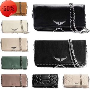 Cuir véritable Zadig Voltaire Pochette Rock Swing Your Wings Sacs d'embrayage pour femmes Sacs à main Fourre-tout Hommes Sac à bandoulière Kits de toilette Cross Body Designer Sac à main carré