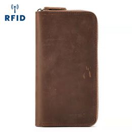 Portefeuilles de créateurs pour hommes en cuir véritable avec fermeture à glissière Rfid-protégés multi-fonctions en cuir de vachette pour hommes sacs à main décontractés Coin téléphone zéro carte embrayages no489