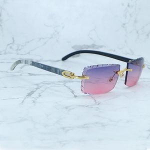 Lunettes de soleil en corne de buffle en marbre véritable, petit diamant coupé de luxe, lunettes de soleil sans monture Carter pour hommes et femmes, produits tendance, nuances de lunettes