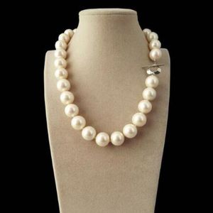 LIVRAISON GRATUITE + Véritable Naturel 12mm Blanc Mer Du Sud Coquille Perle Ronde Gemmes Perles Collier 18''