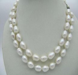 Echte natuurlijke 79 mm 2 rij Akoya witte zoetwatercultuur parel ketting 18in2752173