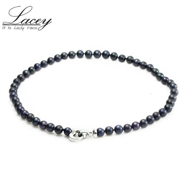 Collar de perlas negras naturales genuinas para mujer, gargantilla de agua dulce auténtica, collar de plata 925 para mujer 231225