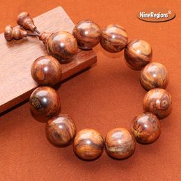 Hainan HuangHuali – bracelet en bois de rose naturel chinois véritable, perles de prière de 20mm, meilleur cadeau pour hommes, collection digne