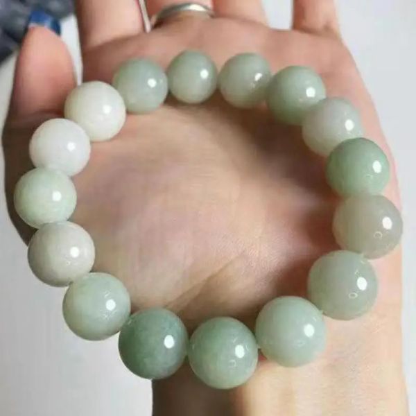 Véritable bracelet de jade natural jadéite bracele hommes femmes guérison bijoux réel jades jades perles rondes bracelets perles élastiques