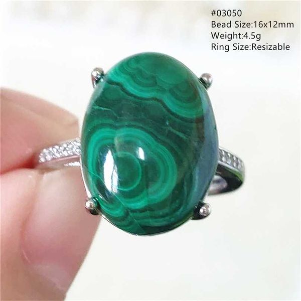 Véritable Malachite naturelle Chrysocolla Bague réglable Femme Hommes 925 Sterling Argent 14x10mm Cristal Mode AAAAA 211217