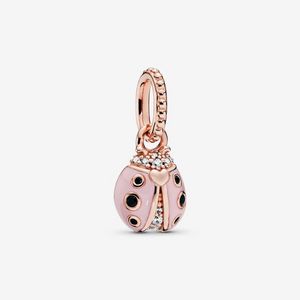 Véritable nouveauté 100% 925 argent sterling rose coccinelle pendentif fabrication de bijoux de mode pour Pandora femmes cadeaux