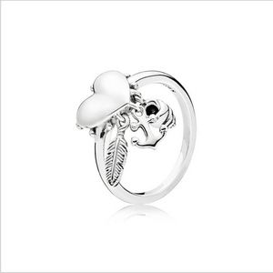 Véritable nouvelle marque 100% 925 argent Sterling ancre plume coeur anneau pour femmes anneaux de mariage bijoux de mode