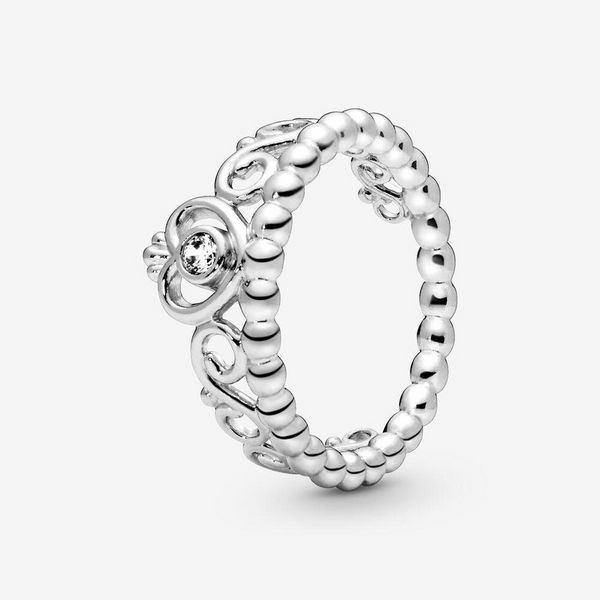 Anillo de banda de alto pulido genuino de nueva marca, anillo de corona de princesa Tiara de plata esterlina 925 para Pandora, anillos de boda para mujer, accesorios de joyería de moda