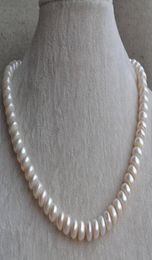 Véritable bijoux perlé17Inches Couleur blanche Collier de perles d'eau douce réel Eaux 95105 mm à grande taille bijoux de femme8131926