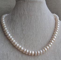 Véritable bijoux perlé17Inches Couleur blanche Collier de perle d'eau douce réel Eaux de poils 95105 mm de grande taille bijoux 8336333