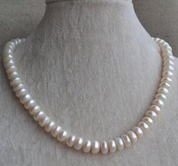 Véritable bijoux de perles17Inches Couleur blanche Collier de perles d'eau douce réelle 95105 mm de grande taille