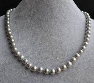 Véritable collier de perles, couleur grise véritable perle 18 pouces 7.5-8mm bijoux en perles d'eau douce naturelles, nouvelle livraison gratuite