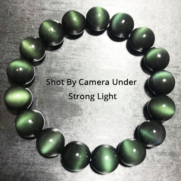 Véritable Arc-En-Bracelet Brins Vert Couleur Yeux Pierre Naturelle Obsidienne Perles Bracelets Pour Hommes Et Femmes 8-18mm Chanceux Bouddha Bijoux
