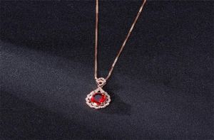 Echte reële 14 K Rose Gold hanger natuurlijke ruby ​​ketting sieraden dia joyeria fina para mujer edelsteen 14k kraag kettingen 216602181