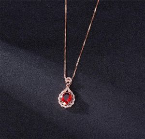 Echte reële 14 K Rose Gold hanger natuurlijke ruby ​​ketting sieraden dia joyeria fina para mujer edelsteen 14k kraag kettingen 215246575