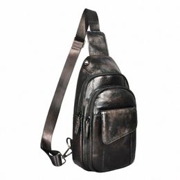 Véritable cuir véritable hommes café rétro voyage triangle poitrine sac à bandoulière design 8 "tablette une bandoulière sac sac à dos mâle 8013 h746 #