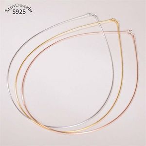 Genuino Real puro sólido 925 collar de plata esterlina para mujeres Punk Rock oro rosa cadenas de serpiente joyería collares femeninos 211015