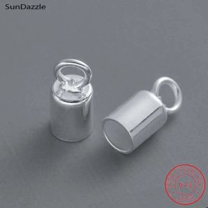 Echte echte pure solide 925 Sterling Silver End Connector Bead Caps voor lederen touw eindkapjes Buckle sieraden maken bevindingen