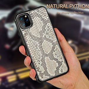 Véritable étui en cuir de python pour iPhone 14 Pro Max Plus 13 12 11 couverture arrière d'armure de peau de serpent