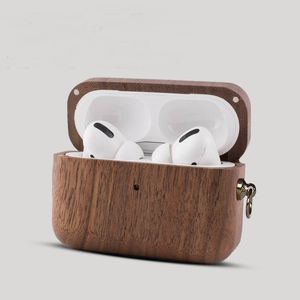 Véritable boîtier en bois réel pour AirPods Case AirPods Pro Case Airpods 3 Sans fil Tws Bluetooth Écouteur avec clés Lanière