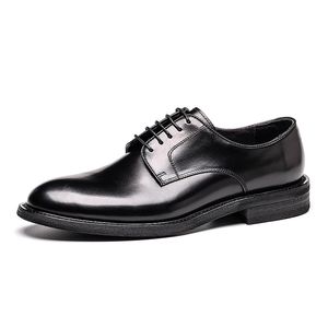 Véritable cuir rétro de qualité formelle de qualité à la main British Style Comfortbale Elegant Black Wedding Derby Chaussures B