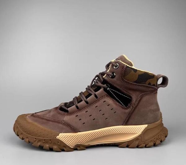 Véritable bot de chaussure Men de cheville en cuir automne d'automne d'alpinisme extérieur travail haut de coton