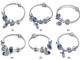 Genuino S925 plata esterlina Fit Pandora nueva galaxia astronauta estrella linda pulsera DIY grano amor corazón azul Crysta encanto para pulsera DIY cuentas encantos