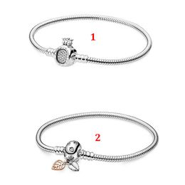 Echte S925 Sterling Silver Fit Pandora Armband Fallen Buckle Head Shining Crown O Snake Armband DIY Bead Love Heart Blue Crysta Charm voor DIY Beads Charms