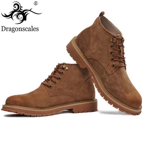 Véritable travail de sécurité Crazy Horse Martin Hommes Mode Desert Boots High Top Chaussures en cuir Y200915